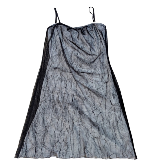 Y2K GUESS Sheer Mesh Dress Black Medium 90s Vintage - Picture 1 of 9